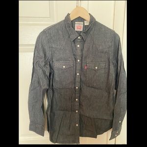 Levi’s Black Raw Denim Tailored Western Pearl Snap Shirt - NEW!